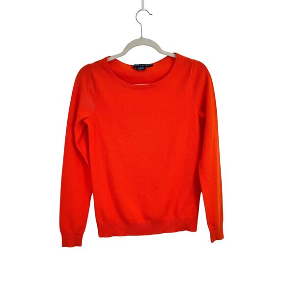 Ralph Lauren Blue Label Orange 100% Cashmere Sweater Preppy Womens Medium - Picture 1 of 5